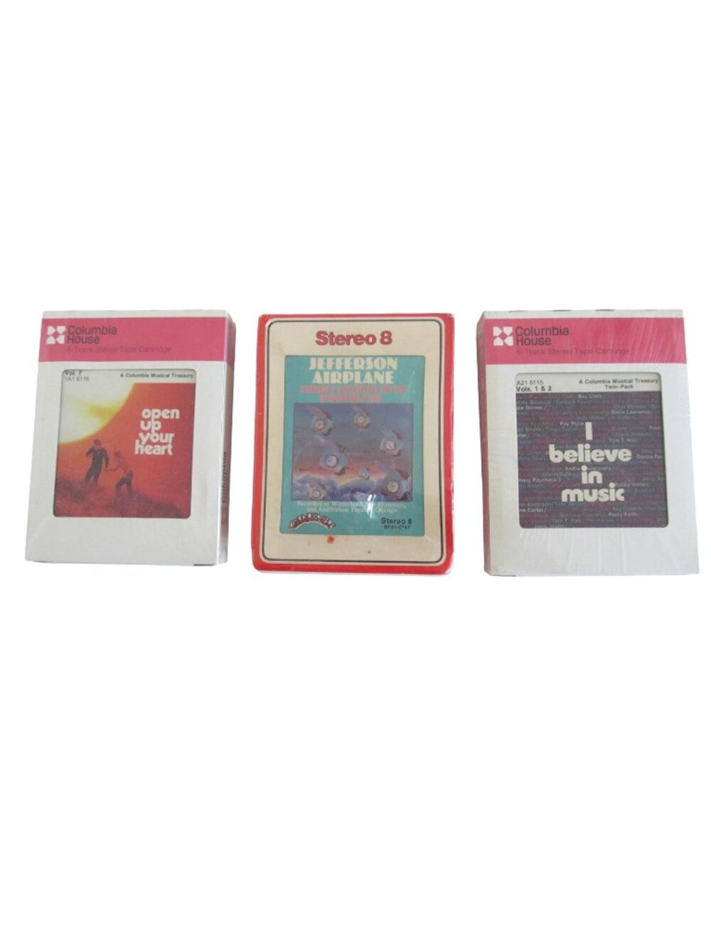 Set of 3 Vtg 8-Track Tapes Jefferson Airplane & Columbia House Musical Treasury